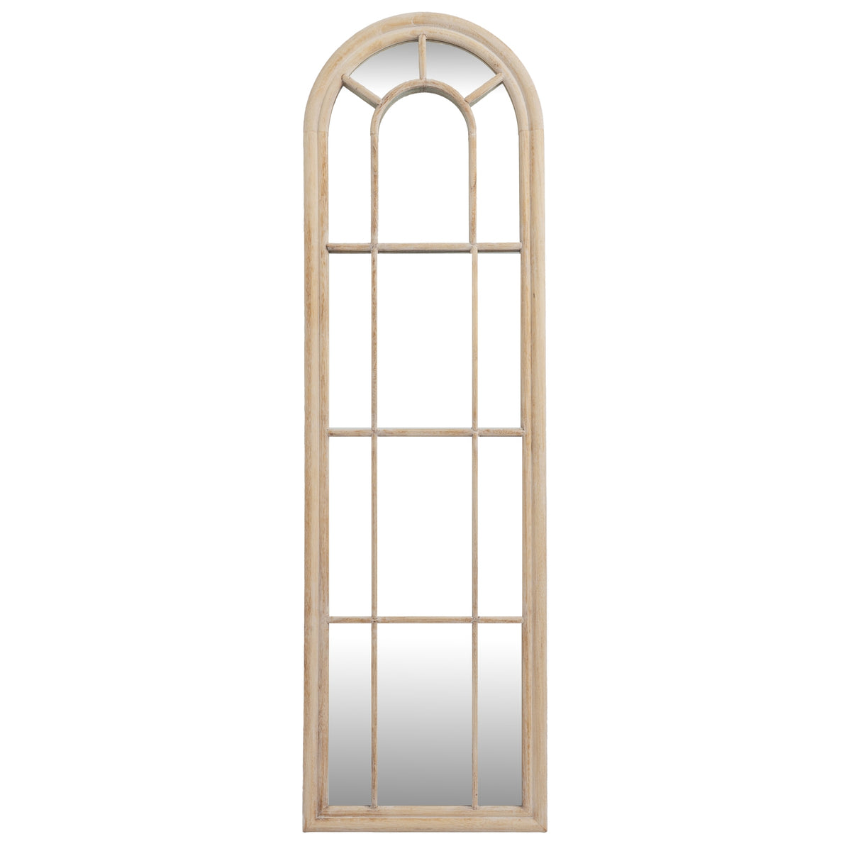Washed Wood Tall Arched Window Mirror by Hill Interiors
