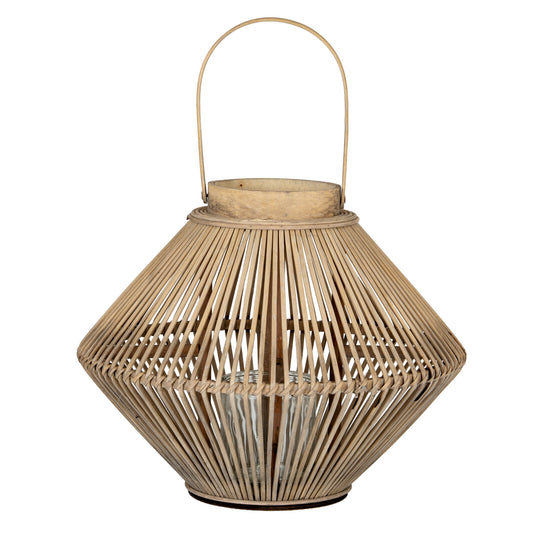 Cone Wicker Lantern With Glass Holder by Hill Interiors