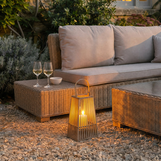 Small Silo Wicker Lantern With Glass Holder by Hill Interiors