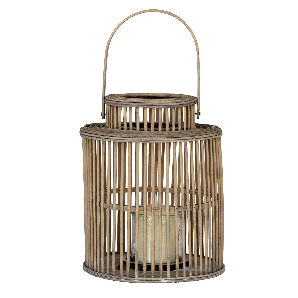 Cylinder Wicker Lantern With Glass Holder by Hill Interiors - image 2