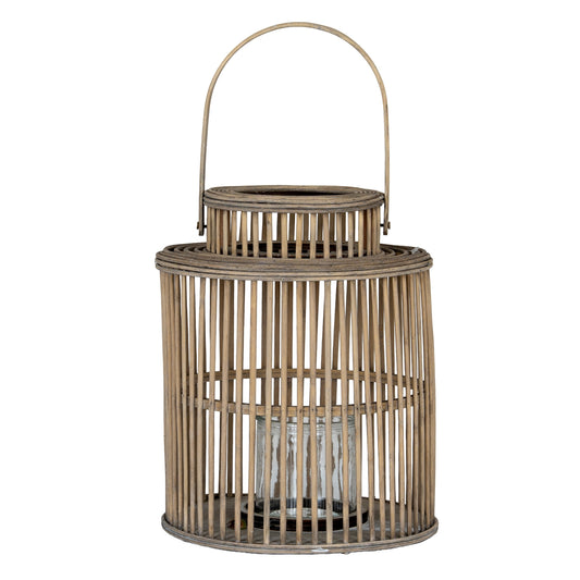Cylinder Wicker Lantern With Glass Holder by Hill Interiors