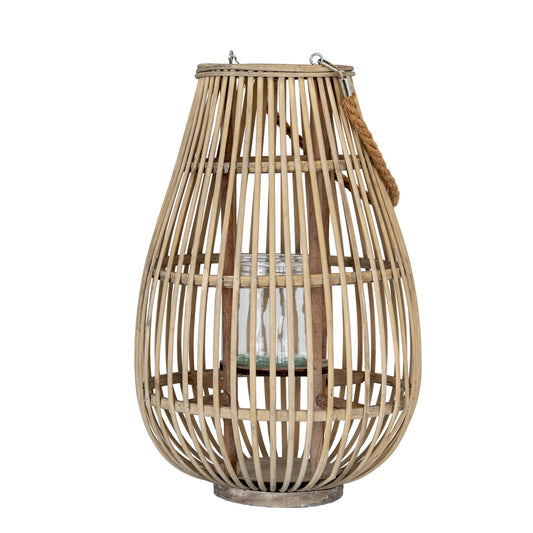 Large Ellipse Wicker Lantern With Glass Holder by Hill Interiors