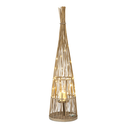 Large Conical Wicker Lantern With Glass Holder & LED Lights by Hill Interiors - image 2