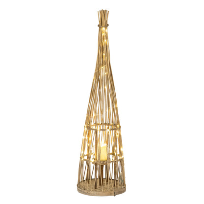 Small Conical Wicker Lantern With Glass Holder & LED Lights by Hill Interiors - image 2