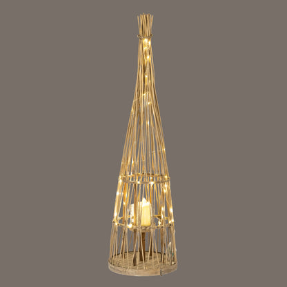 Small Conical Wicker Lantern With Glass Holder & LED Lights by Hill Interiors - image 4