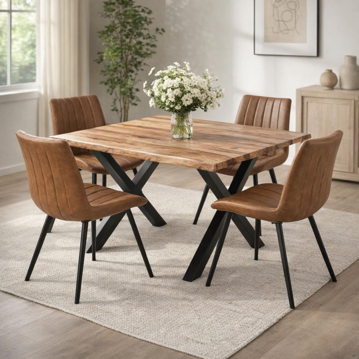 Malmo Tan Swivel Dining Chair by Hill Interiors