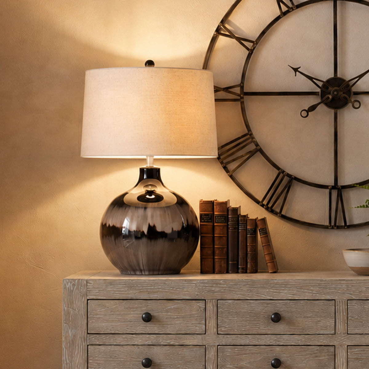Sepia Shadows Table Lamp With Linen Shade by Hill Interiors
