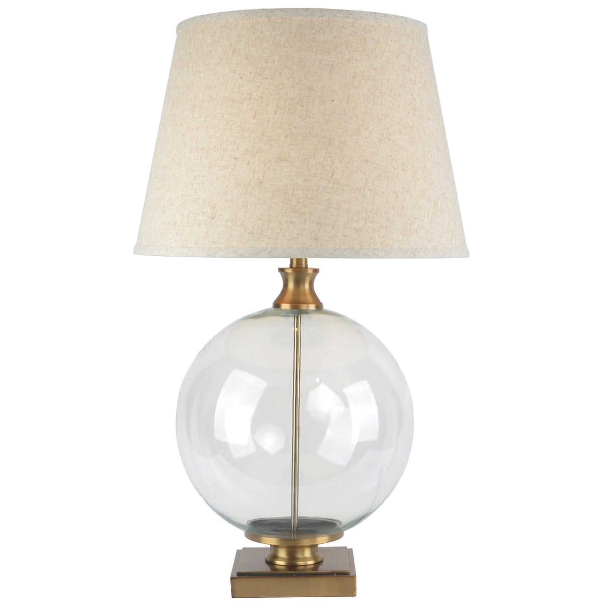 Lunel Glass Orb Table Lamp With Edged Linen Shade by Hill Interiors - image 2