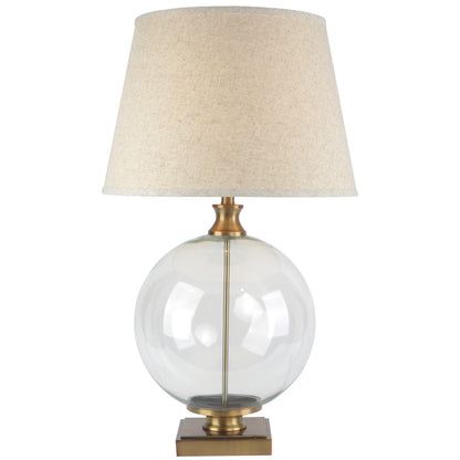 Lunel Glass Orb Table Lamp With Edged Linen Shade by Hill Interiors - image 2