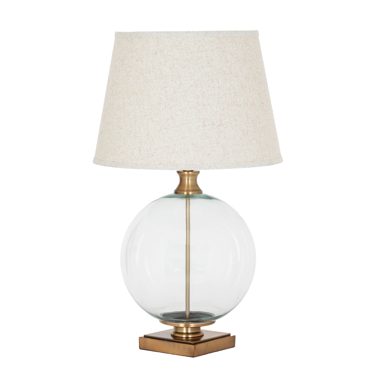 Lunel Glass Orb Table Lamp With Edged Linen Shade by Hill Interiors - image 3