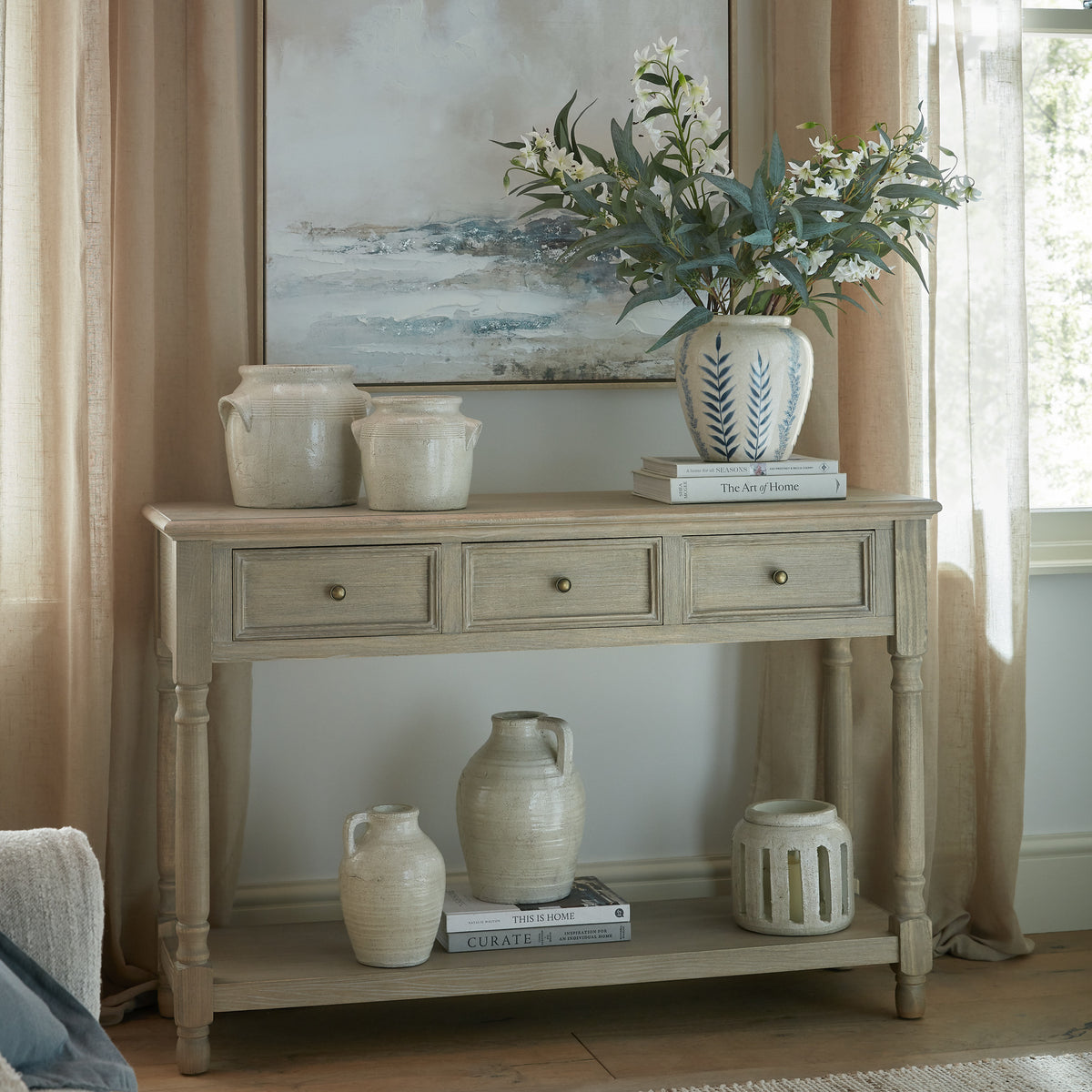 Delphine Collection 3 Drawer Console With Shelf by Hill Interiors