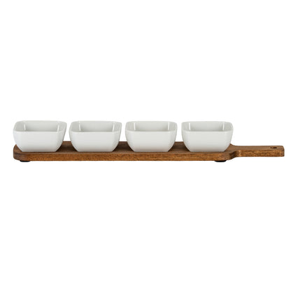 Acacia Serving Board including Four Ceramic Serving Bowls by Hill Interiors - image 2