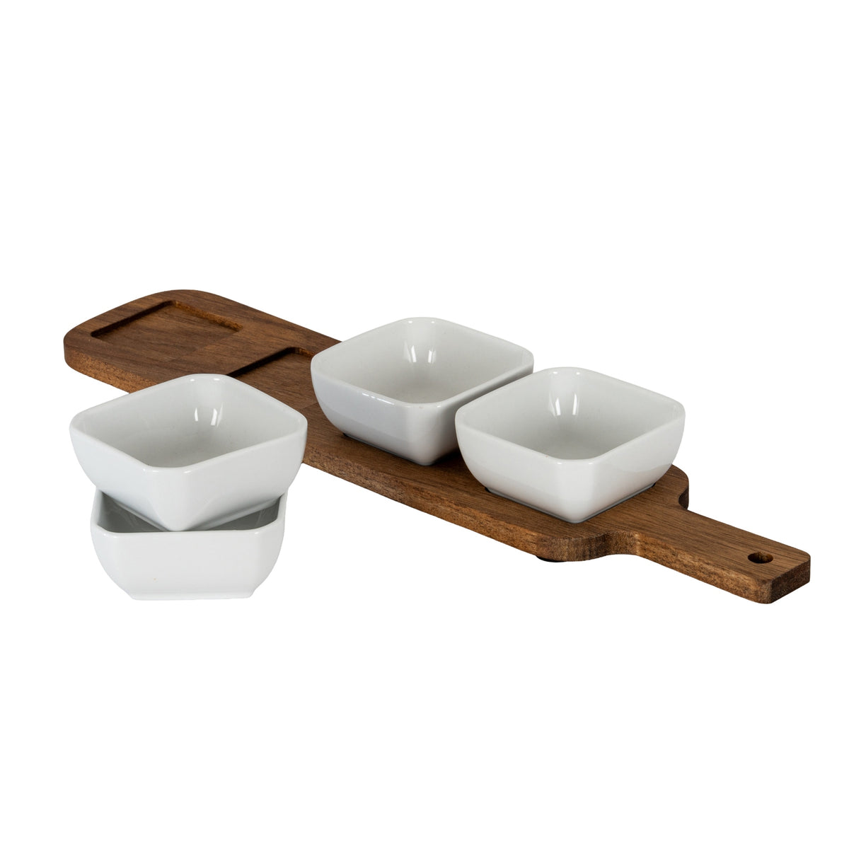 Acacia Serving Board including Four Ceramic Serving Bowls by Hill Interiors - image 3