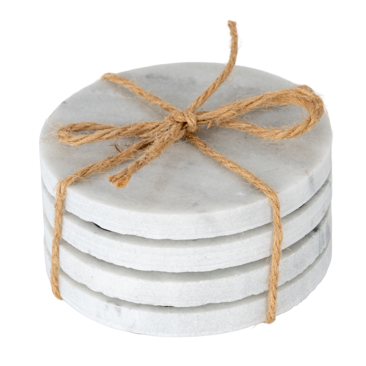 Set of Four Round Marble Coasters by Hill Interiors