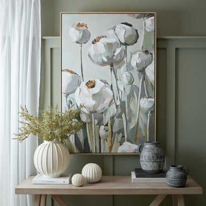 Poppy Heads Hand Painted Canvas in Frame by Hill Interiors
