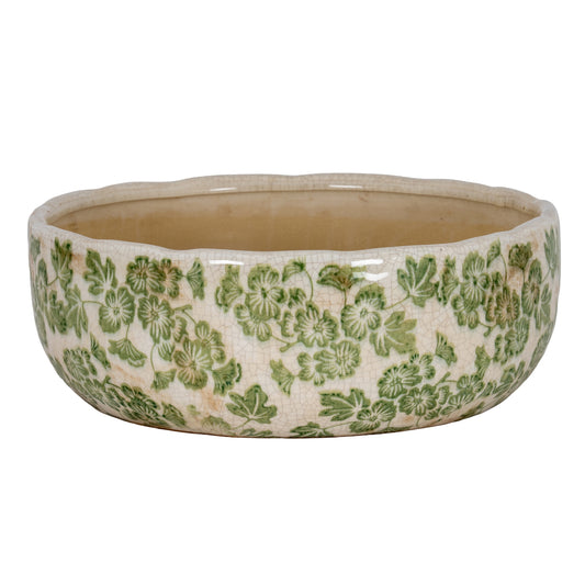 Small Green Clover Ceramic Bowl Pot by Hill Interiors