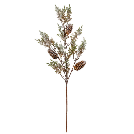 Medium Frosted Cypress Fir Branch Spray With Pinecones by Hill Interiors