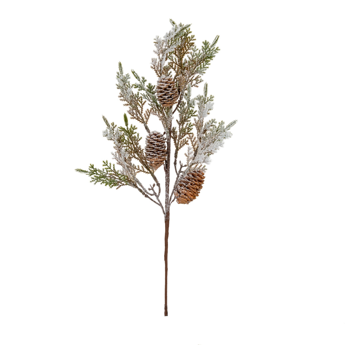 Large Frosted Cypress Fir Branch Spray With Pinecones by Hill Interiors