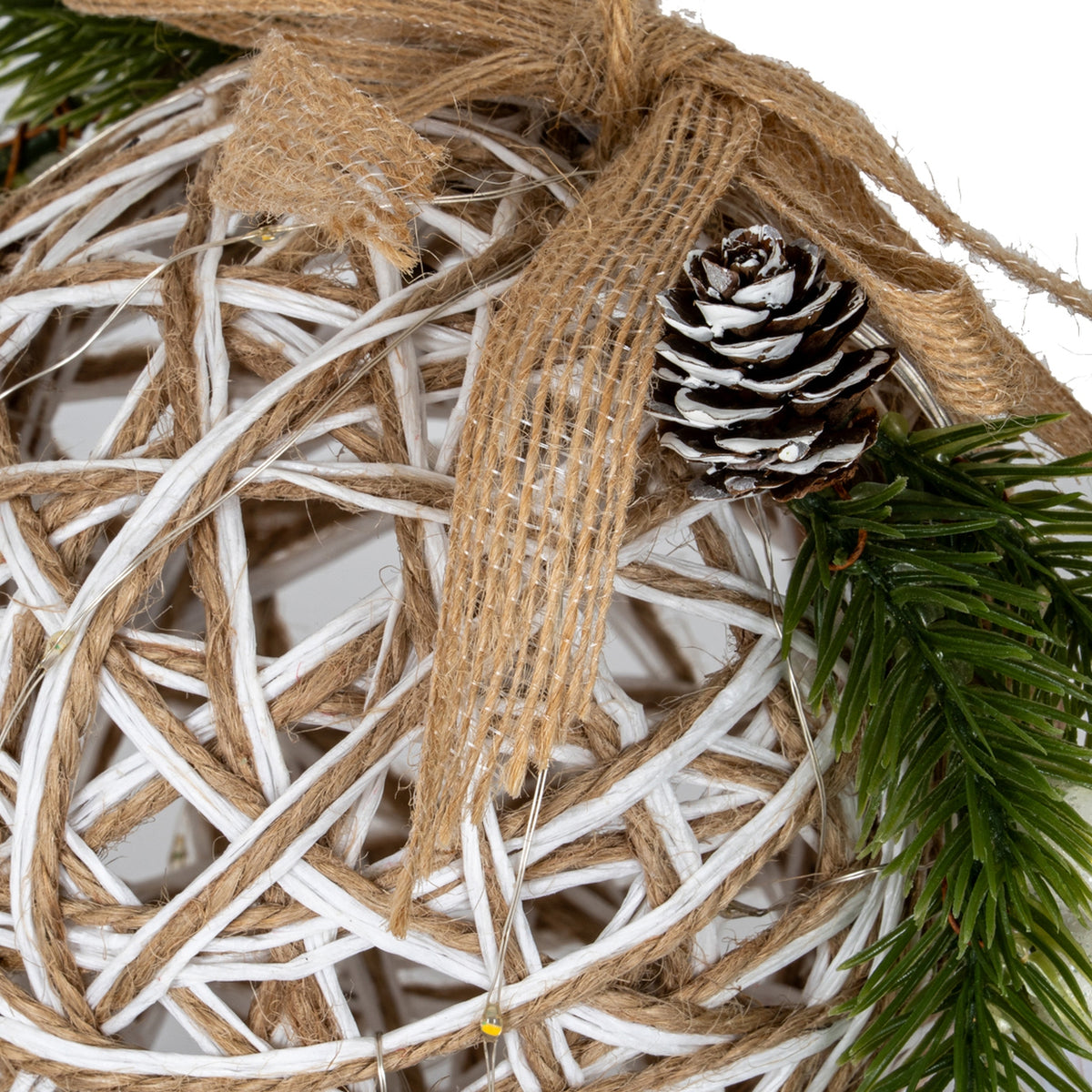 Small LED White Rattan Bauble With Branches And Ribbon by Hill Interiors - image 2