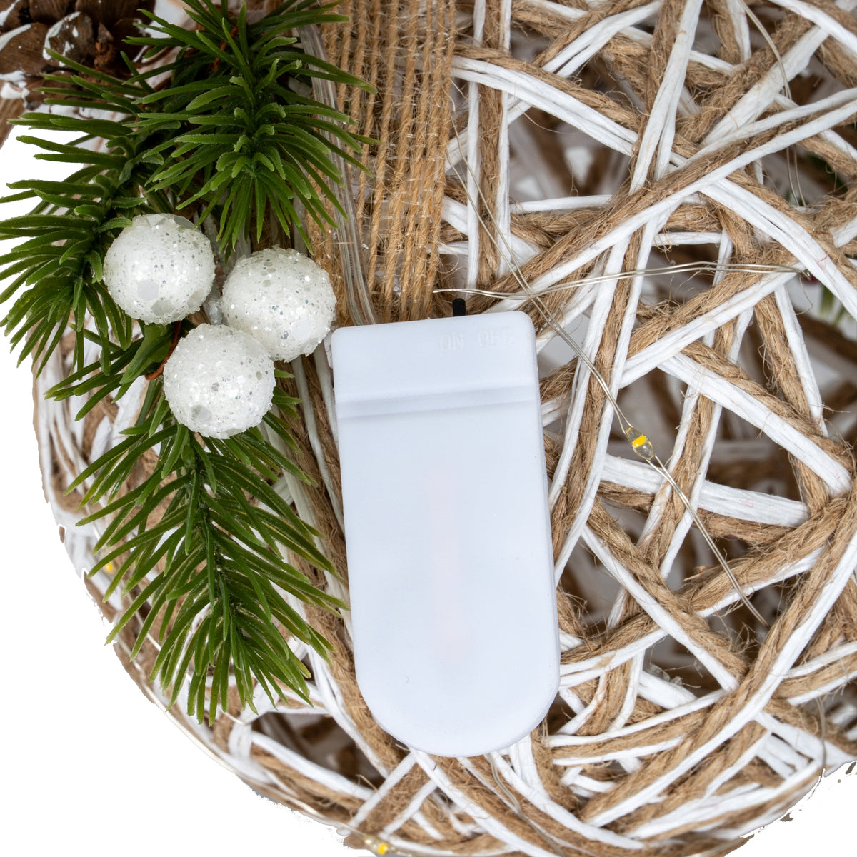 Small LED White Rattan Bauble With Branches And Ribbon by Hill Interiors - image 3