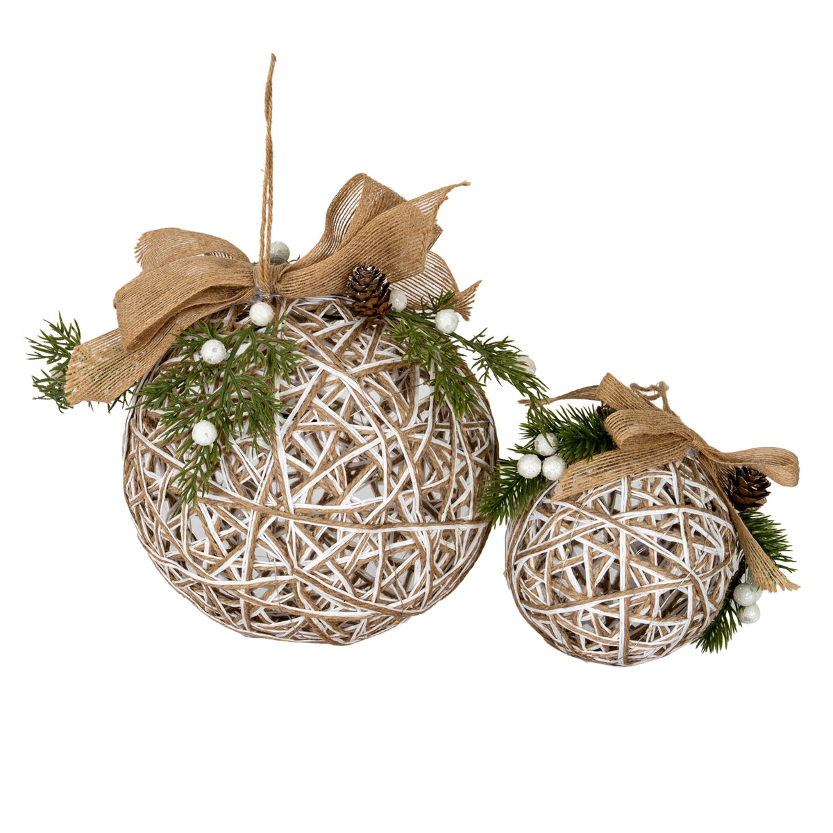 Small LED White Rattan Bauble With Branches And Ribbon by Hill Interiors - image 4