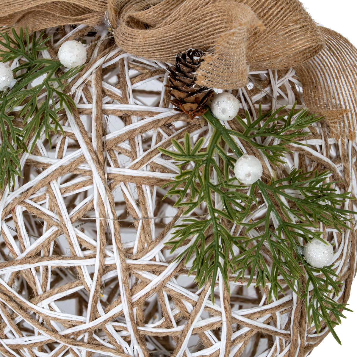 Large LED White Rattan Bauble With Branches And Ribbon by Hill Interiors - image 2