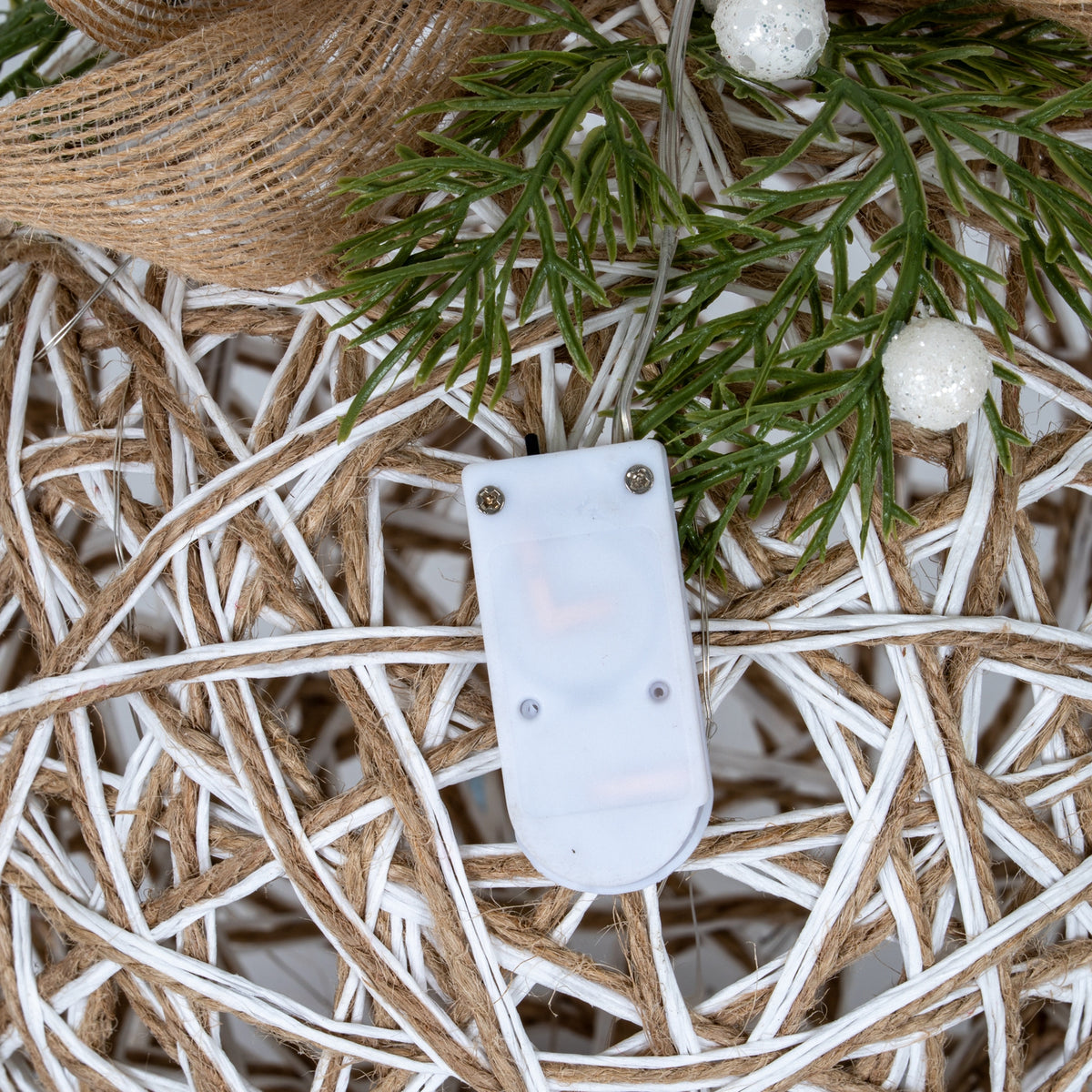 Large LED White Rattan Bauble With Branches And Ribbon by Hill Interiors - image 3