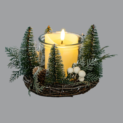 Medium Brush Tree Candle Wreath With Berries And Pinecones by Hill Interiors - image 3