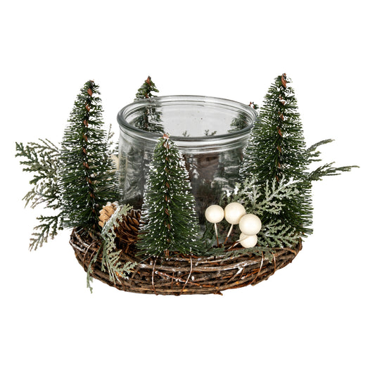 Medium Brush Tree Candle Wreath With Berries And Pinecones by Hill Interiors