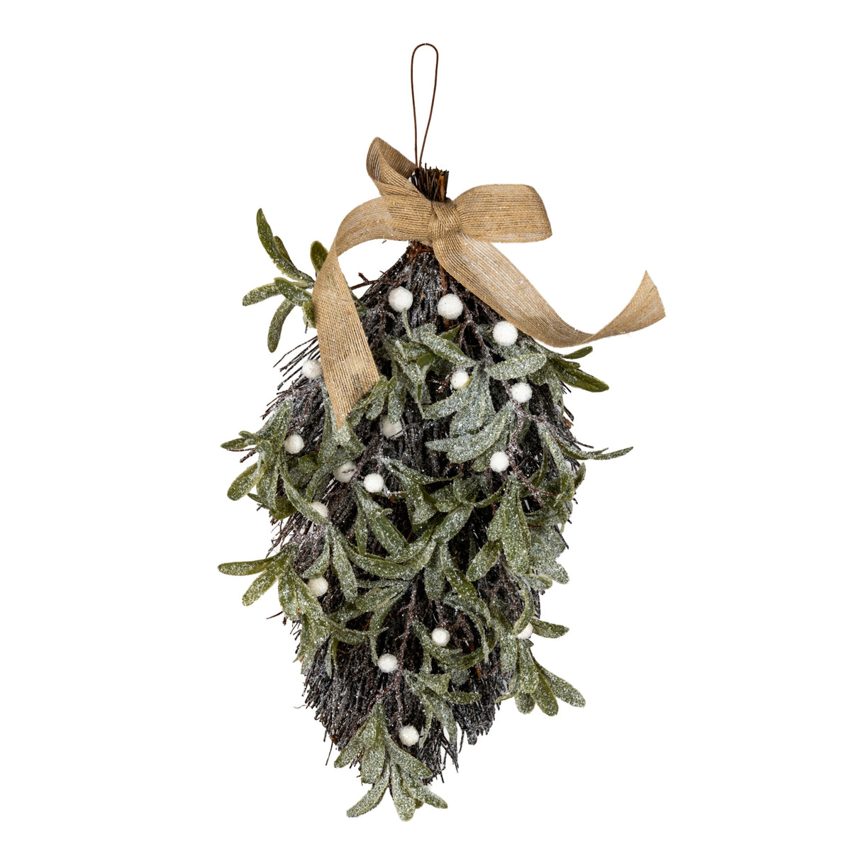 Frosted Mistletoe And Pine Swag With Ribbon by Hill Interiors