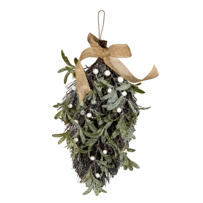Frosted Mistletoe And Pine Swag With Ribbon by Hill Interiors