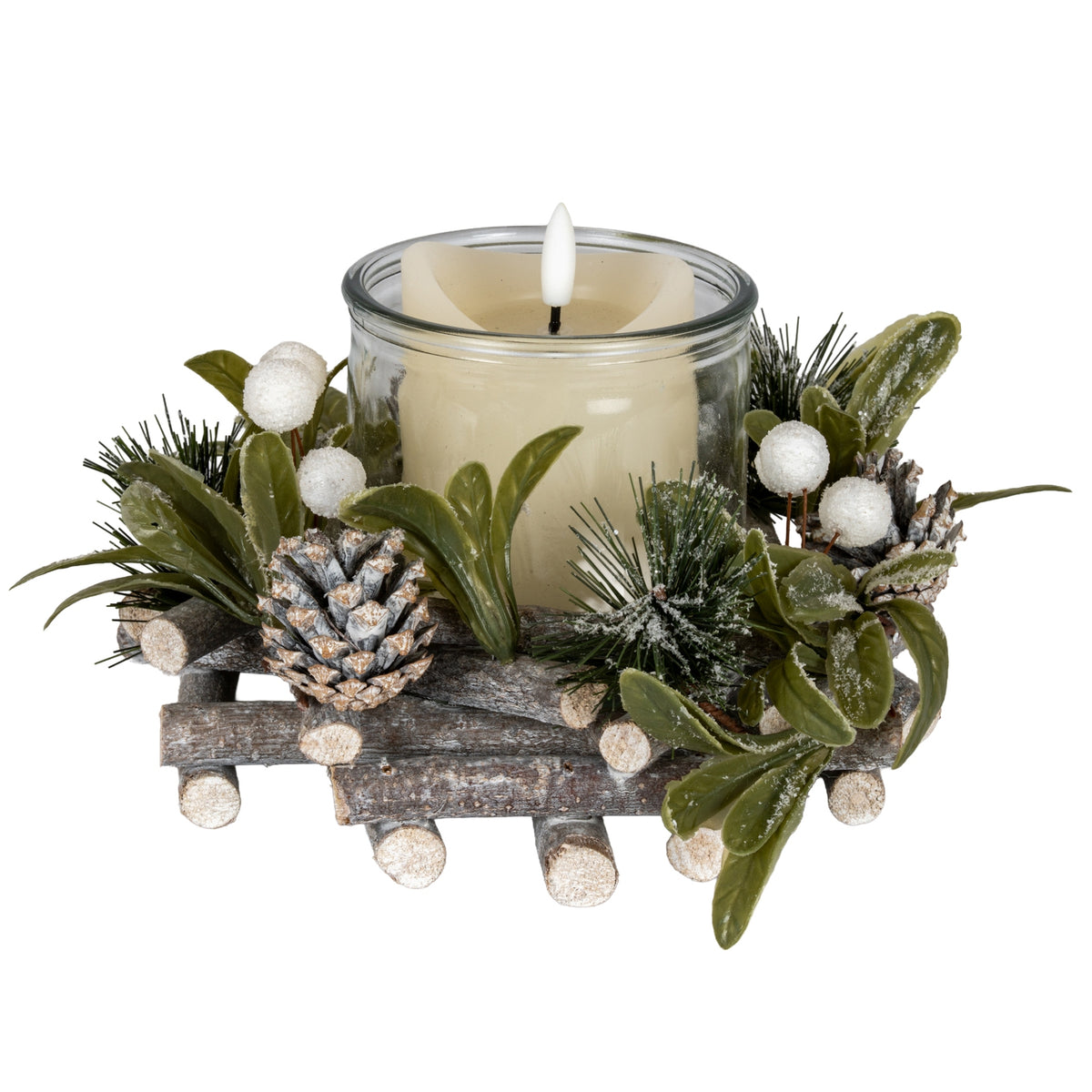 Frosted Mistletoe And Pine Candle Wreath by Hill Interiors - image 2