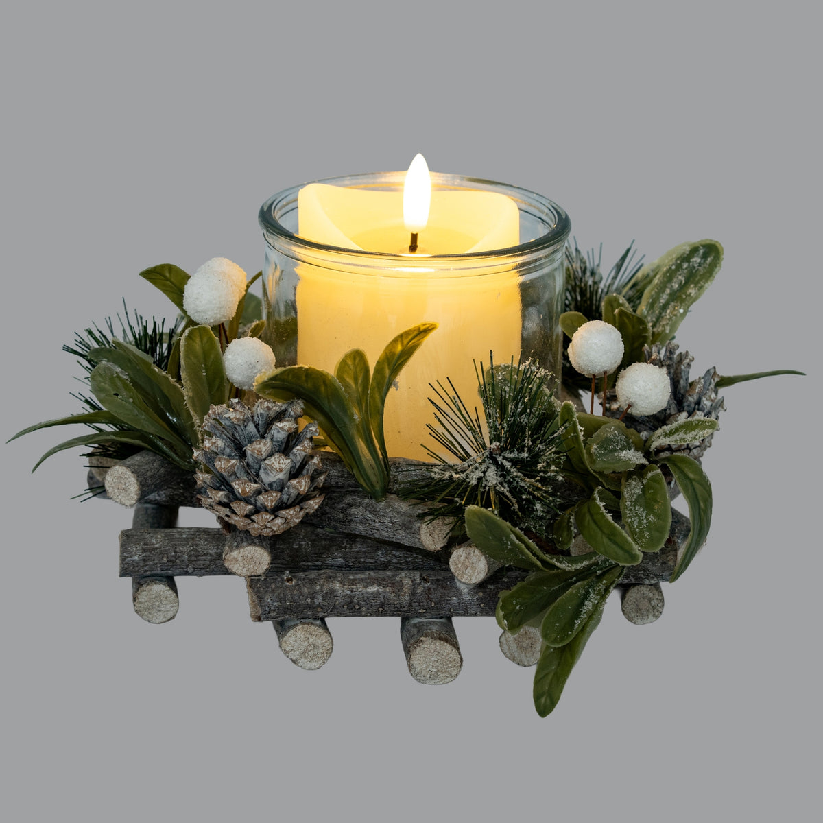 Frosted Mistletoe And Pine Candle Wreath by Hill Interiors - image 3
