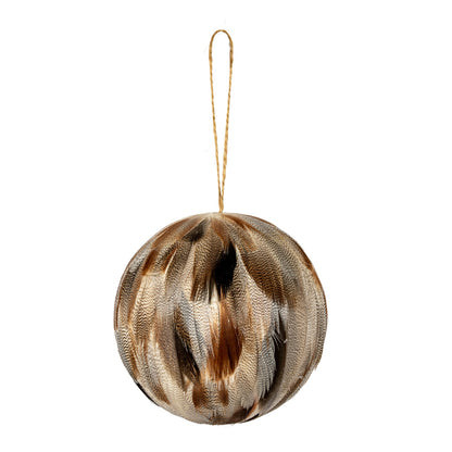 Large Fawn Feathered Bauble by Hill Interiors