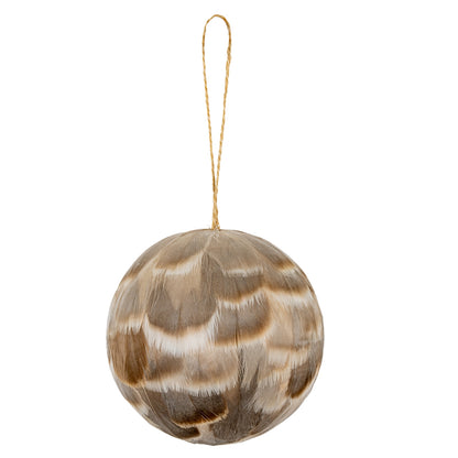 Medium Fawn Feathered Bauble by Hill Interiors