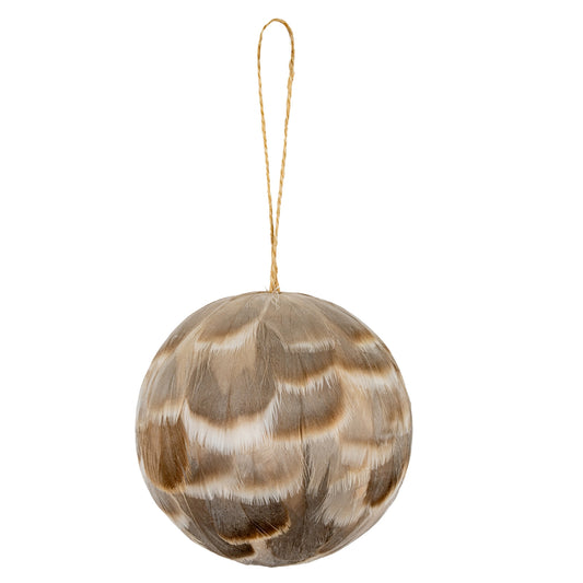 Medium Fawn Feathered Bauble by Hill Interiors