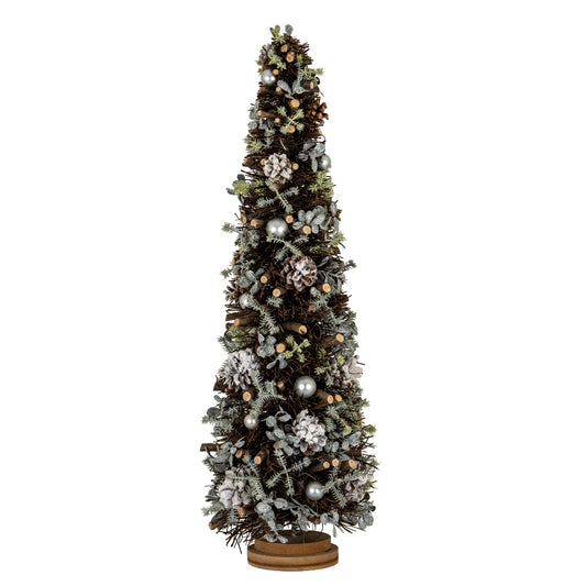 Large Frosted Forest Tree With Pinecones And Pearls by Hill Interiors