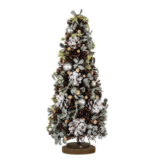 Medium Frosted Forest Tree With Pinecones And Pearls by Hill Interiors