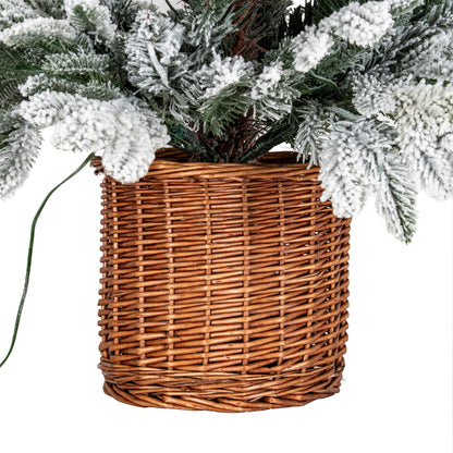 Snowy Norway Fir Pre-Lit Led 300L Fir Tree In Rattan Pot by Hill Interiors - image 3