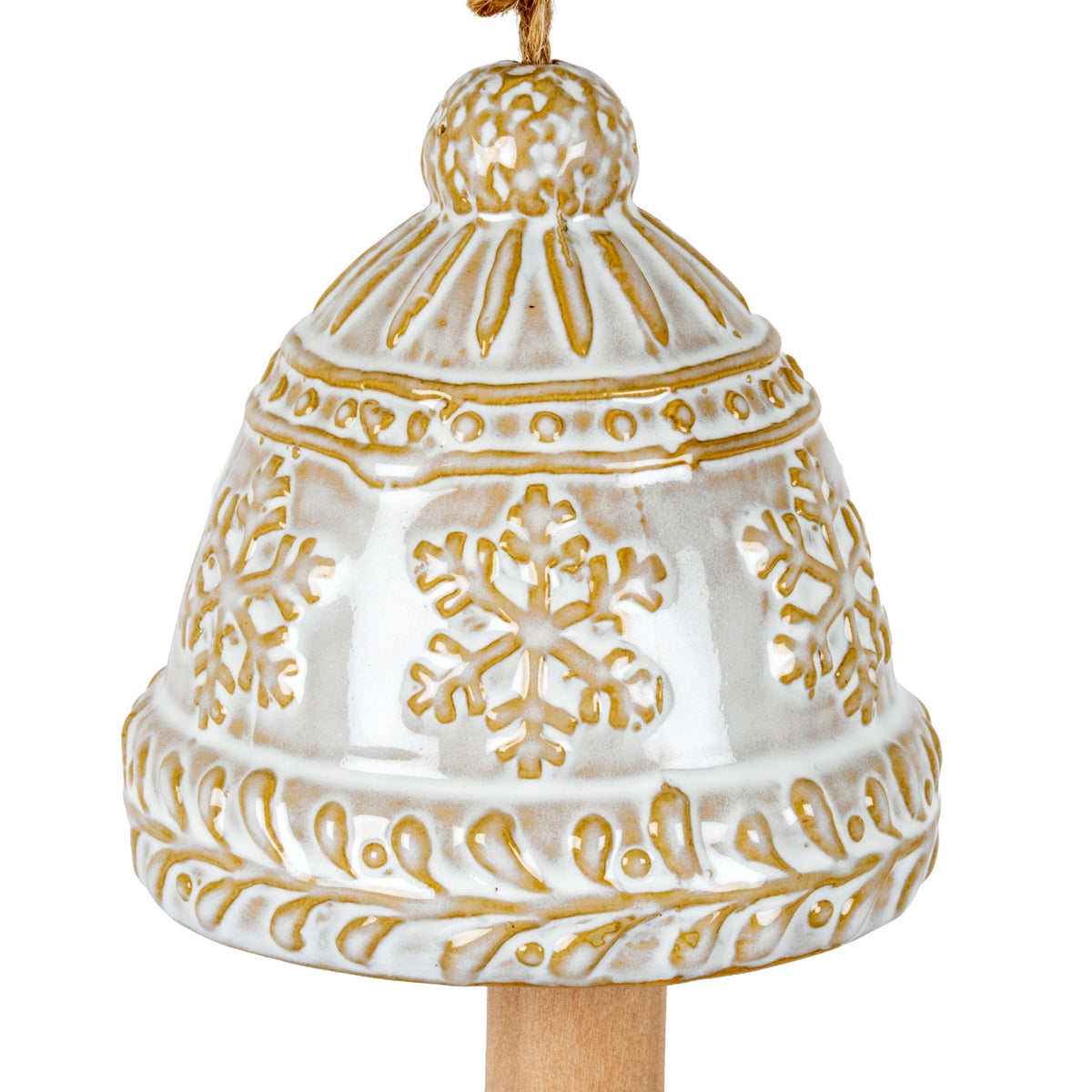 Ceramic Bell Tree Ornament With Snowflake Detail by SEDERVA - image 2