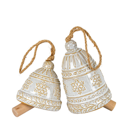 Ceramic Bell Tree Ornament With Snowflake Detail by SEDERVA - image 3