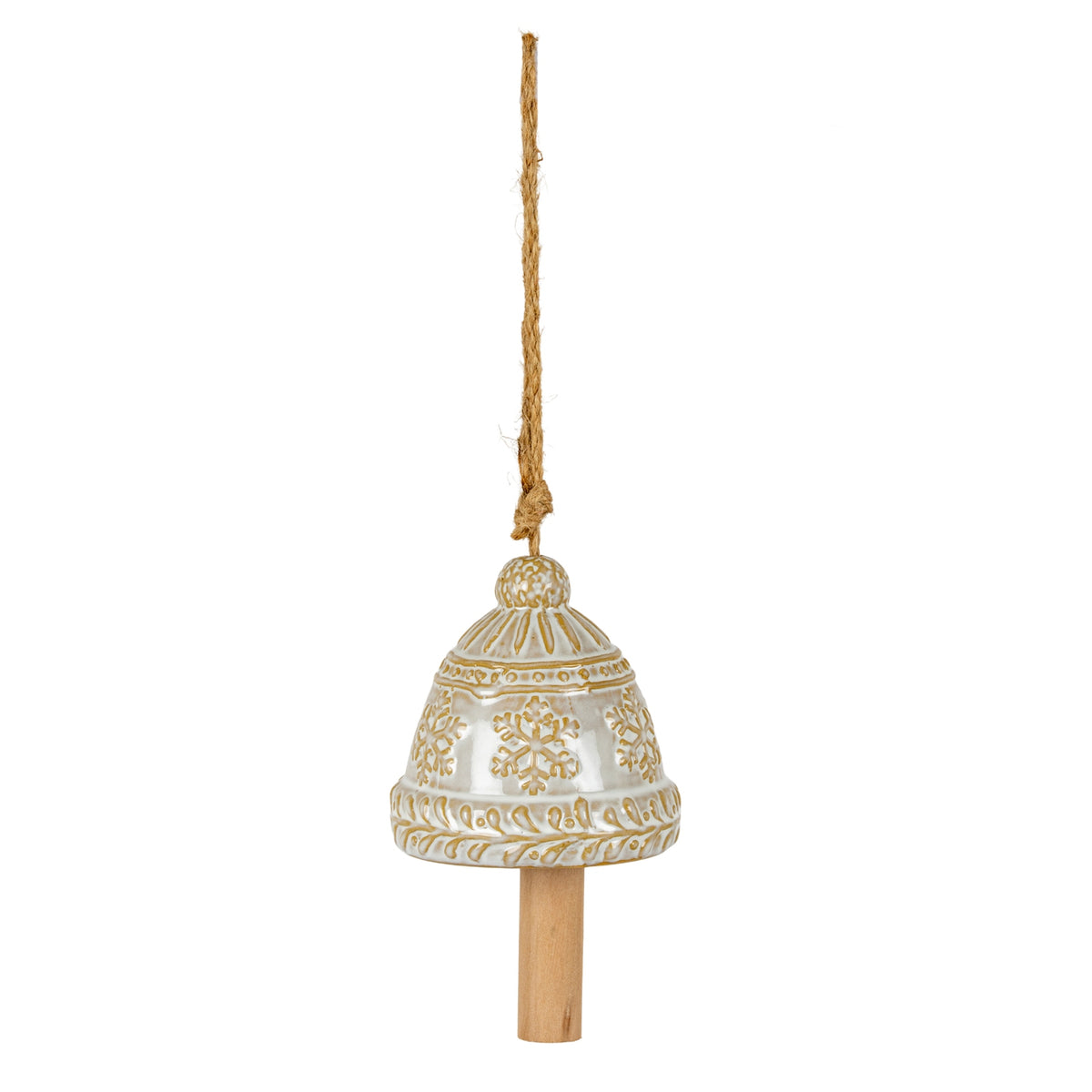 Ceramic Bell Tree Ornament With Snowflake Detail by SEDERVA