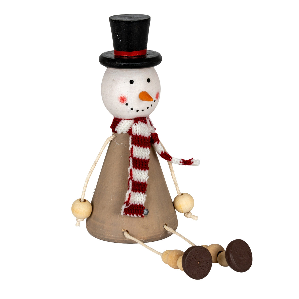 Wooden Jolly Sitting Snowman Decoration by Hill Interiors