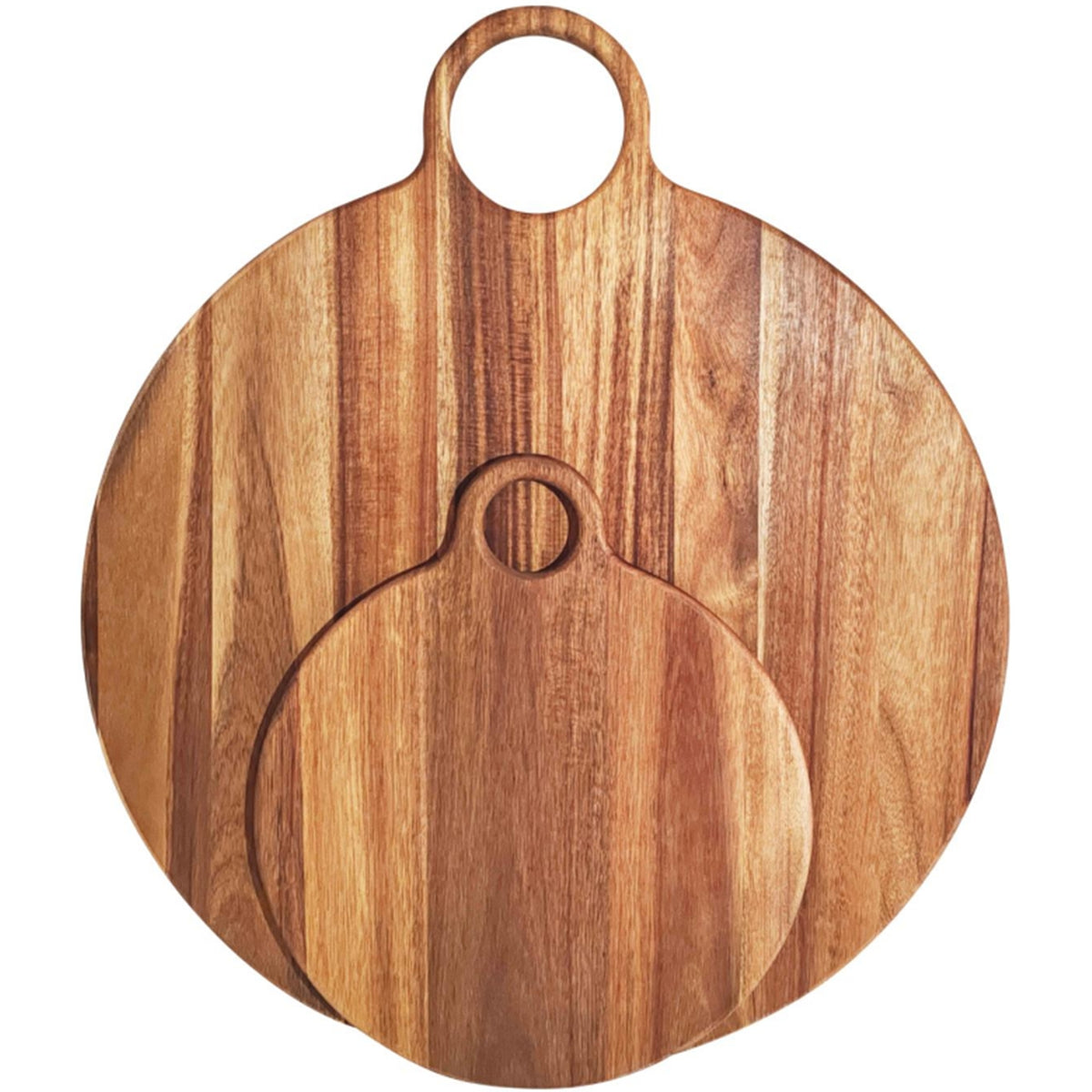 Large Round Acacia Serving Board With Handle by Hill Interiors