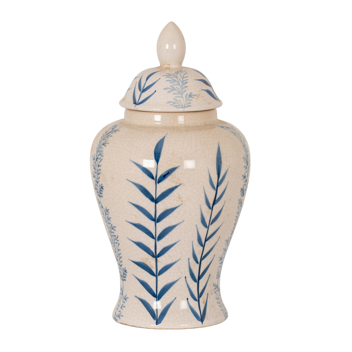 Large Blue Flora Ceramic Ginger Jar by SEDERVA