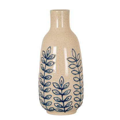 Blue Leaf Large Ceramic Bottle Vase by Hill Interiors