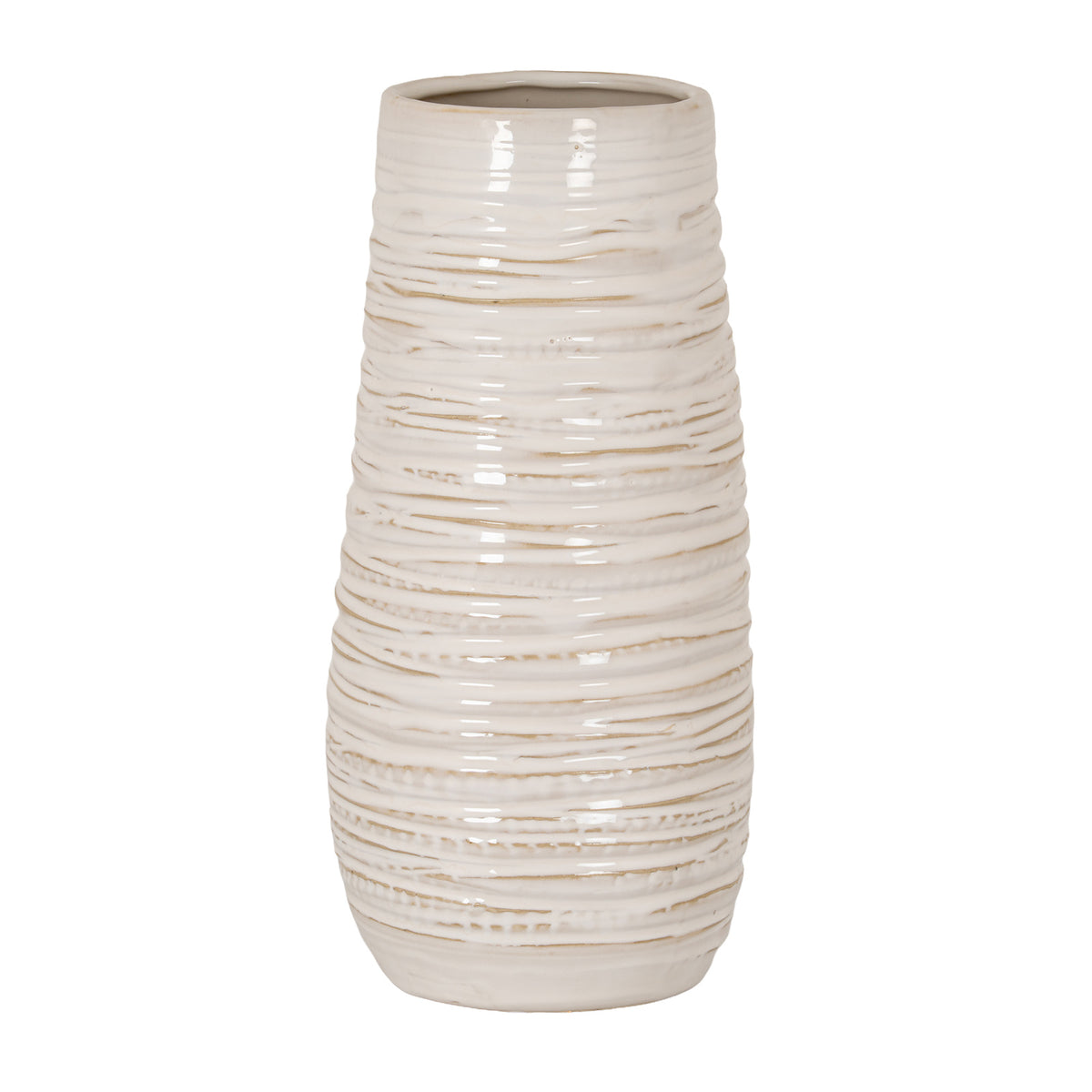Medium Ribbed Ceramic Column Vase by SEDERVA