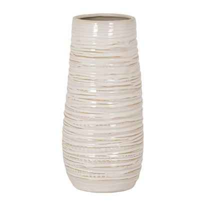 Medium Ribbed Ceramic Column Vase by SEDERVA