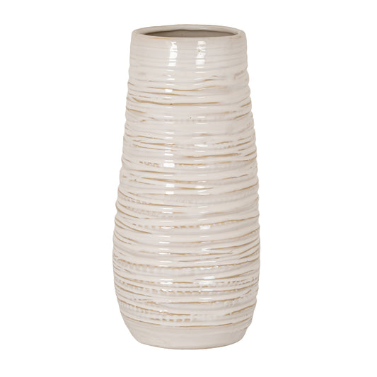 Medium Ribbed Ceramic Column Vase by Hill Interiors