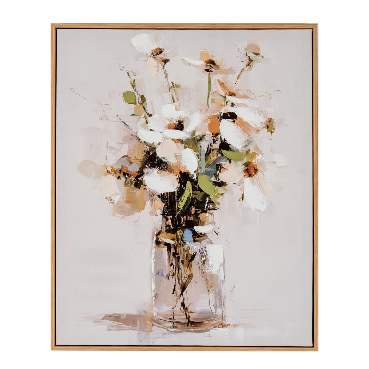 Still Life Cosmos Hand Painted Canvas in Frame by Hill Interiors